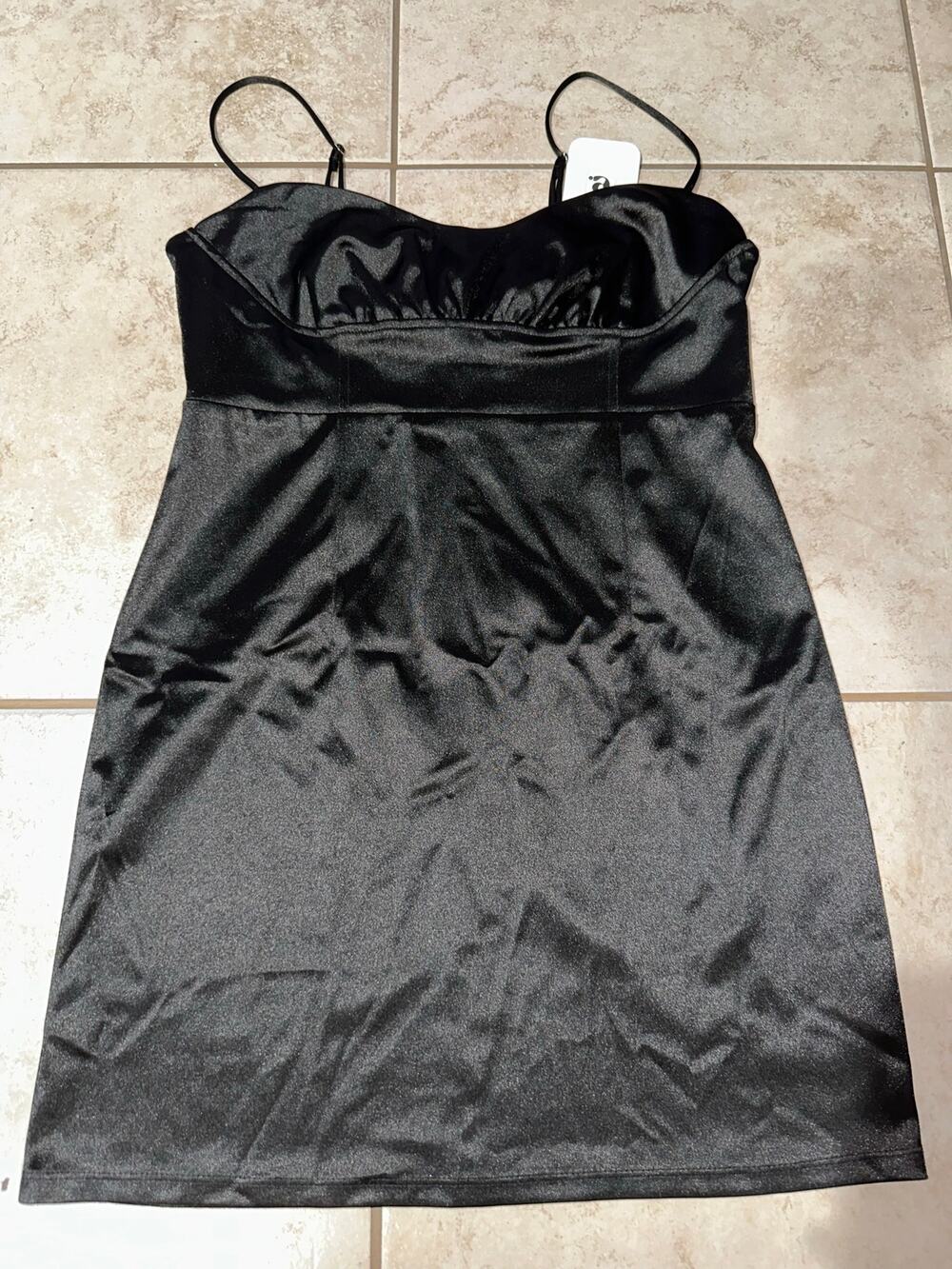 Elodie Black Satin Cowl Neck Mini Slip Dress Women’s Large Nordstrom Rack NWT
